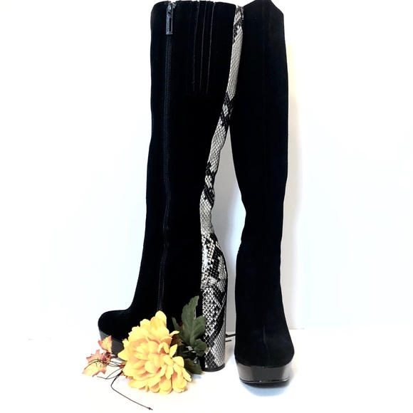 Calvin Klein Shoes - Calvin Klein Black Suede And Snakeskin Boots